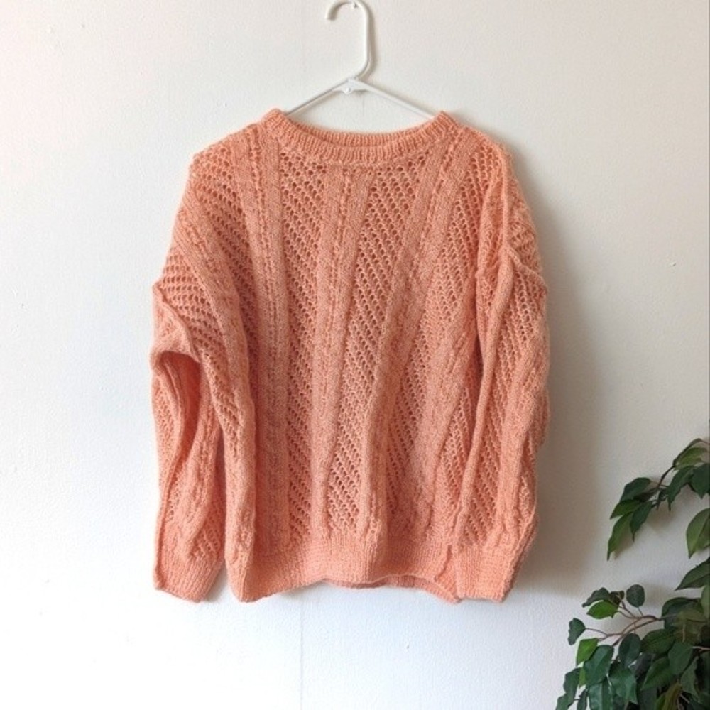 Vintage 80s Pink Hand-Knit Sweater